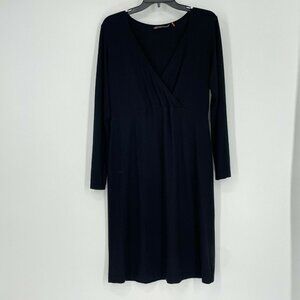 Noppies Dress Womens XL Black Maternity Stretch Wrap Long Sleeve Surplice V Neck